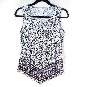 WHBM Sleeveless Tunic Bandana Style Short Sleeve Tank Top Women Blouse XSmall
